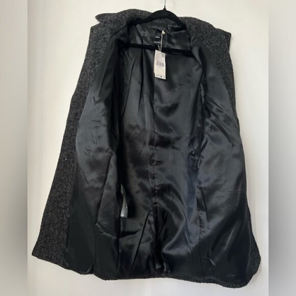 🩷 Mango- Women’s Wrap Coat with Lapels - Charcoal/Black. Size: XXS. NWT - Picture 6 of 16